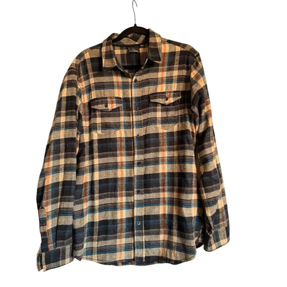 Burnside Sz L Plaid Flannel Button Down Flannel Shirt Outdoor Workwear - Picture 2 of 14